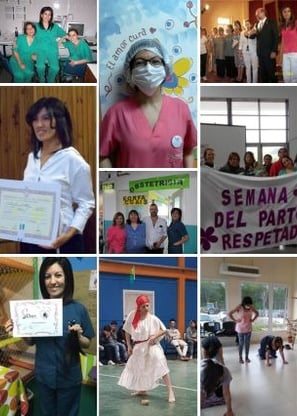 Collage de fotos de Noelia recibiendo títulos y participando en eventos de Salud y Arte
