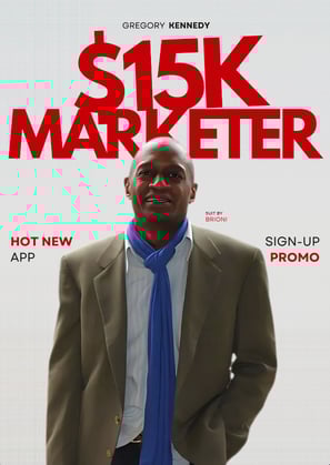 magazine cover with gregory Kennedy Standing face forward smiling wearing a Brioni Suit