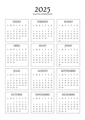 Calendario anual 2025 para imprimir gratis