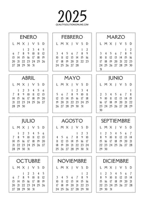 Calendario anual 2025 para imprimir gratis