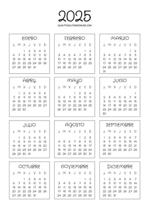 Calendario anual 2025 para imprimir gratis