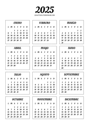 Calendario anual 2025 para imprimir gratis