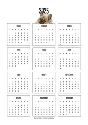 Calendario 2025 con diseño de perritos para imprimir gratis