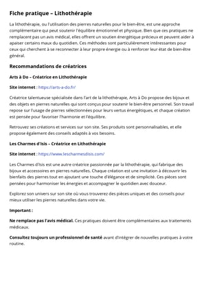 Aperçu de fiche pratique lithothérapie - Marie Fougeray
