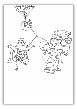 Up Floating House Coloring Sheets