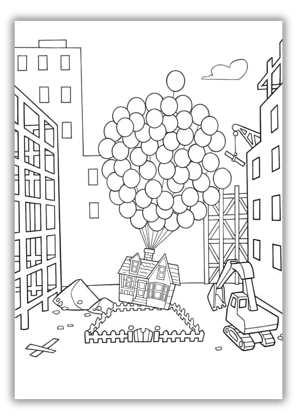 Up House With Balloons Coloring Page