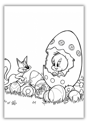 Tweety and Sylvester Easter Coloring Pages