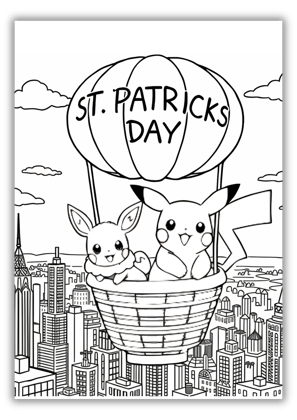 Pikachu St Patricks Day Coloring Pages