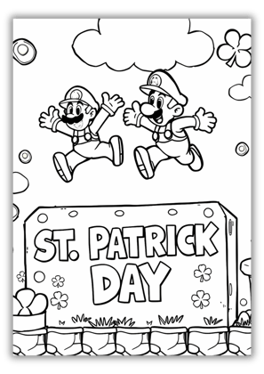 Mario St Patricks Day Coloring Pages