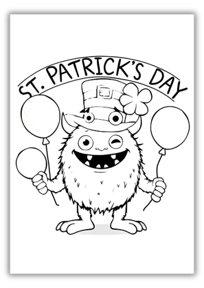 Cute Monster St Patricks Day Coloring Pages