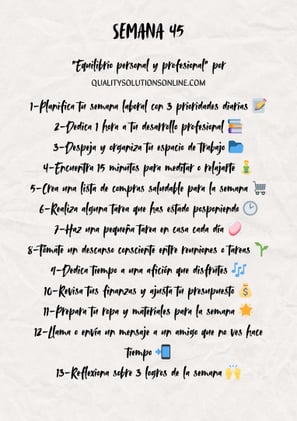 Listado de tareas equilibrio personal y profesional