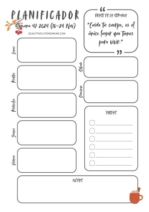 Planificador de de la semana 47 para imprimir gratis