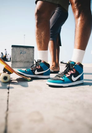 skateboard legs and shoes