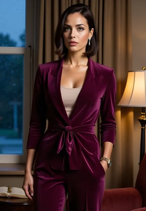 Plum velvet and twilight musings. Vivienne leans into the hush of golden hour in this luxe edit. Eve