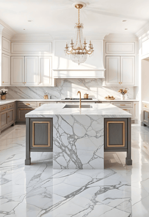 Marble and quartz countertops