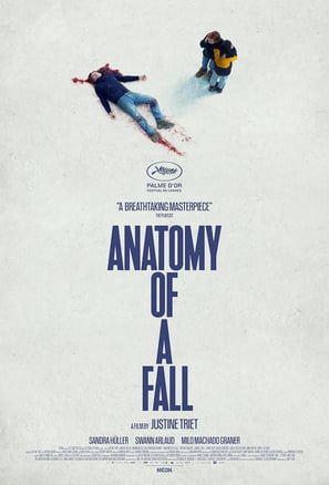 Poster for Justine Triet's 'Anatomy of a Fall' screening hosted by Auckland International Film Club.
