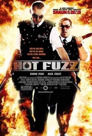 Poster for Edgar Wright's 'Hot Fuzz' screening hosted by Auckland International Film Club