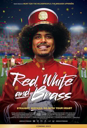 Poster for 'Red, White and Brass' screening hosted by Auckland International Film Club.