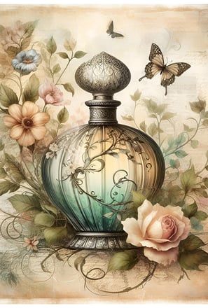 Desenho dw frasco de perfume -vintage