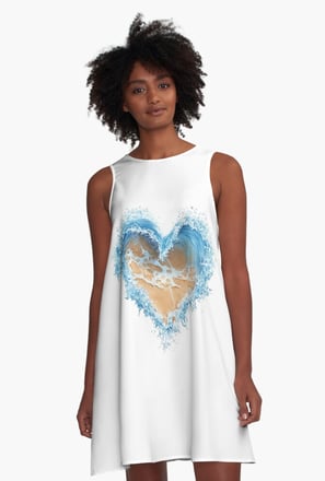 Heart-Shaped Wave Embracing Sandy Shore