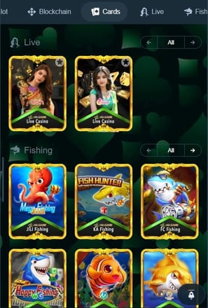 A8 Game Category - live and fishing