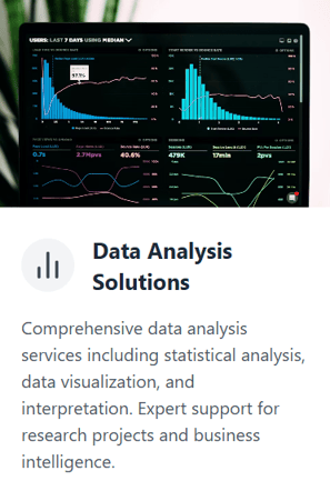 a picture showing two analytical visualisations, with words below