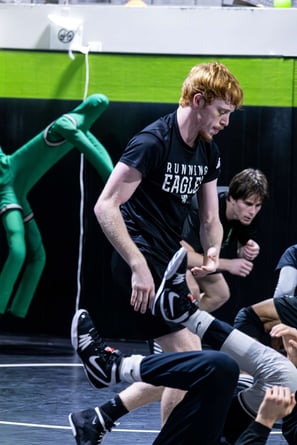Caucasian wrestlers practicing