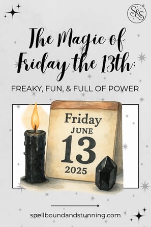 calendar friday june 13th 2025 black candle obsidian crystal spellboundandstunning.com