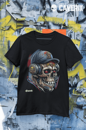Streetwear com Atitude: Camiseta de Moda Urbana e Caveira em Destaque