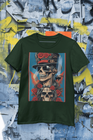 Skate e Estilo: Camiseta de Moda Urbana com Elementos de Caveira