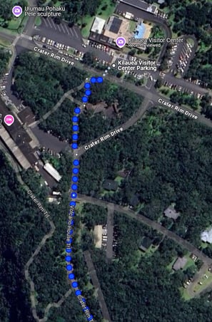 a map of how to start the Crater Rim Trail