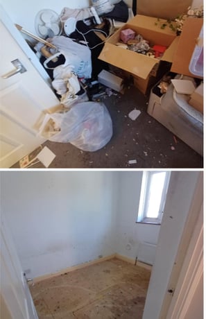 before and after picture of a house clearence carried out in warndon worcester