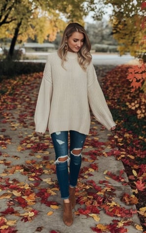 Suéter oversize con jeans y botines