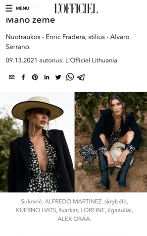 Botas Alex Oráa en revista LÓfficiel (Lithuania)