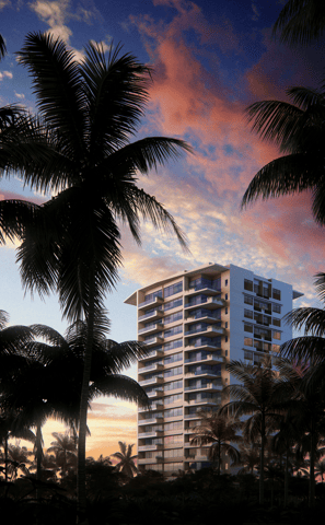 a tall building with a tall tower in the background