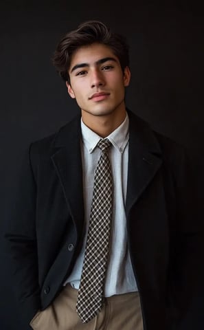 Modelo hombre posando en estudio para fotografía de agencia de modelos.