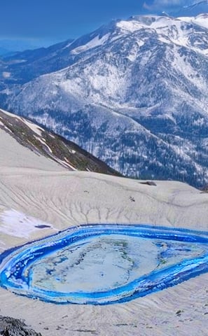 Ansoo Lake Naran covered with snow 