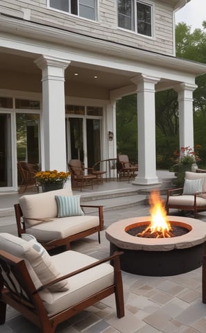 patio with outdoor furniture and fire pit