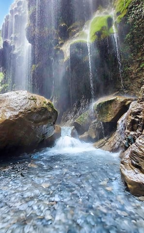 Beautiful view of umbrella waterfall Pakistan 