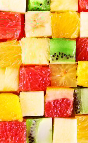 a bunch of fruit slices on a table