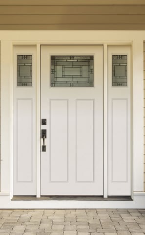 a white door with side lights