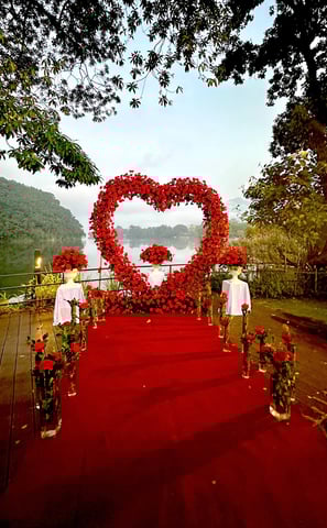 heart shaped proposal setup in Phewa Lake Pokhara