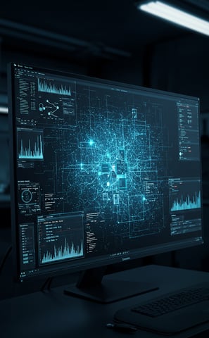 a computer monitor screen showing a computer screen with a map of a city