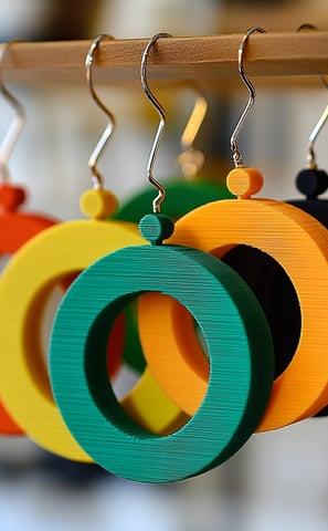 a bunch of earrings with rings on them