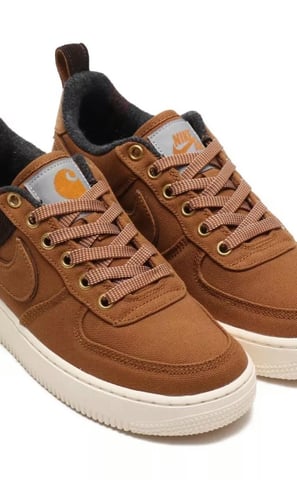Nike Air Force 1 Low x Carhartt WIP collaboration sneaker in Ale Brown with rugged canvas upper and gum outsole
