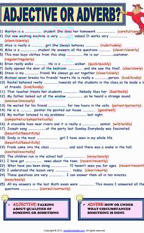 adjective or adverb worksheet