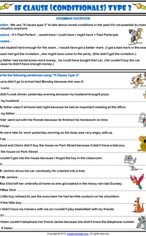 conditionals if clause type 3 worksheet