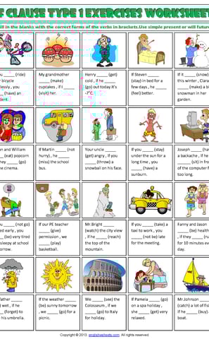 conditionals if clauses type 1 exercises worksheet