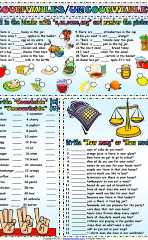 countables and uncountables worksheets