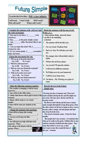 Future simple worksheet